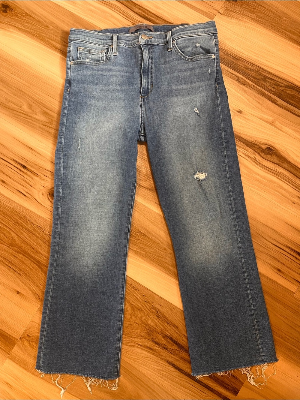 Joes Jeans Cropped Straight Leg Denim Womens 32 High Rise Distressed Med Wash